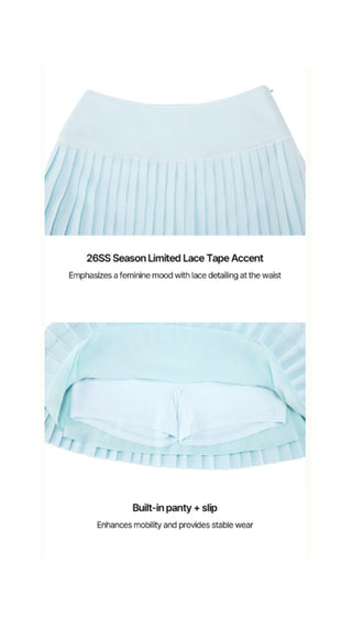 Crochet Flare Pleated Skirt (Mint)