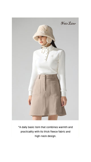 Turtle-neck Brushed Tshirt (Ivory)