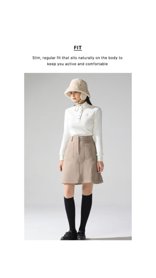 Turtle-neck Brushed Tshirt (Ivory)