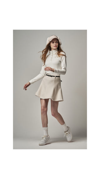 Turtle-neck Brushed Tshirt (Ivory)