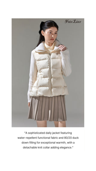 Knit Collar Down Jumper (Cream)