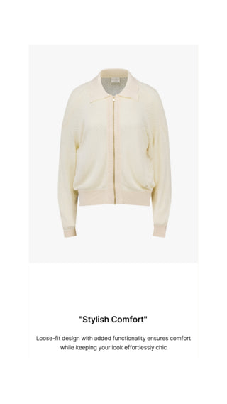 Scassi Collar ZipUp Cardigan (Ivory)