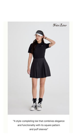 Puff Sleeve Collar T Shirt (Black)