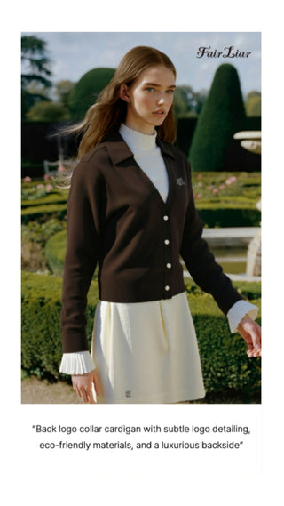 Back Logo Jacquard Cardigan (Brown)