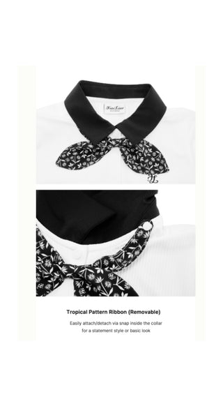 Patterned Ribbon Detachable T Shirt (White)