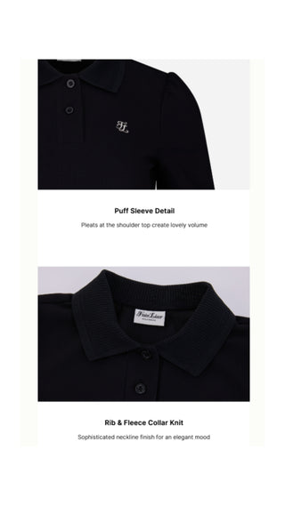 Puff Sleeve Collar T Shirt (Black)