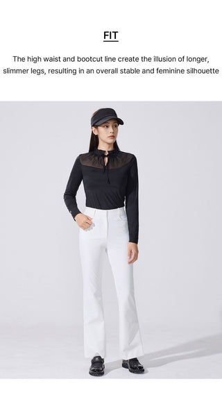 Lace Slit Bootscut Pants (Black)