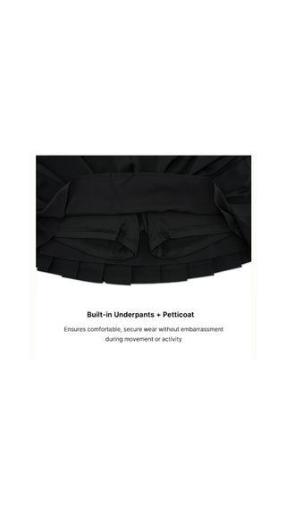 Asymmetrical Ribbon Pleated Skirt (Black)