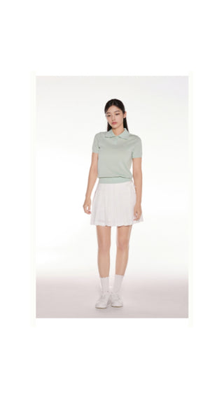Asymmetrical Ribbon Pleated Skirt (White)