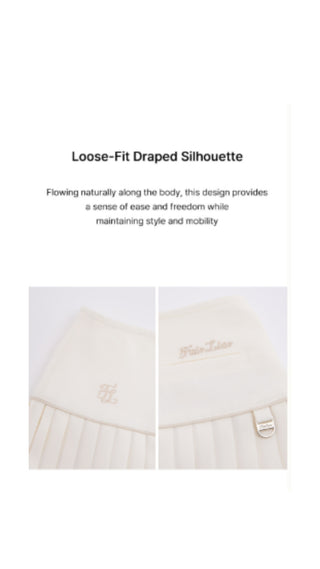 [FL Signature] Fair Liar Silk Twisted Flare Pleated Skirt (Cream)