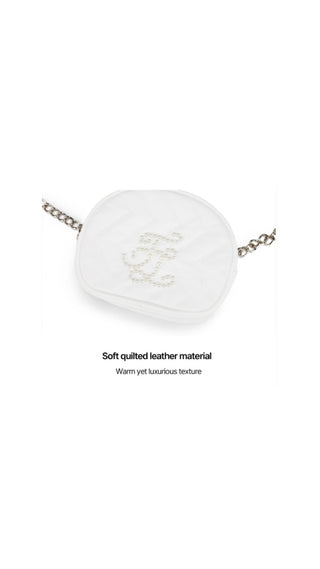 Pearl Chain Quilted Hip Bag (White)