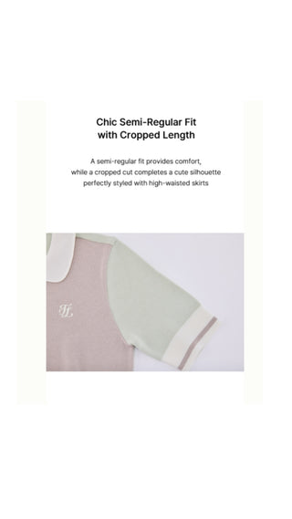 Color Combination Crop Knit (Green)