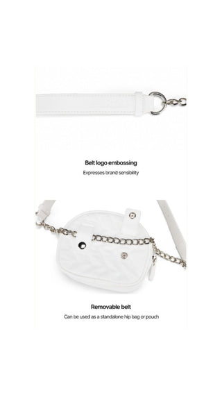 Pearl Chain Quilted Hip Bag (White)