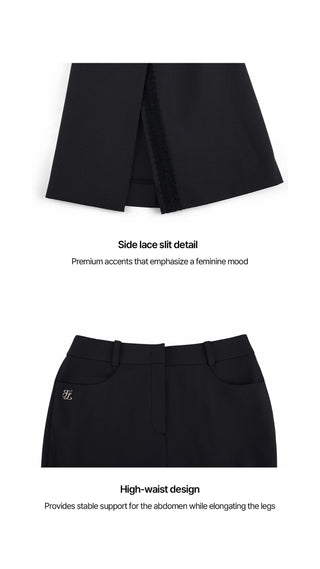 Lace Slit Bootscut Pants (Black)