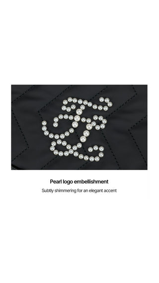Pearl Chain Quilted Hip Bag (Black)