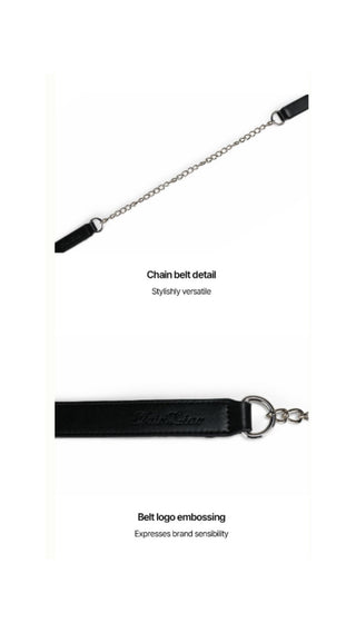 Pearl Chain Quilted Hip Bag (Black)