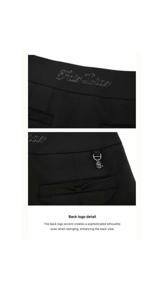 Front Ribbon Belt Wide Pleated Skirt (Black)