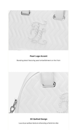 Pearl Quilted Boston Bag (Ivory)