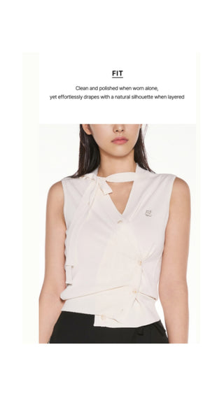 2 way Tie Knit Vest (Ivory)