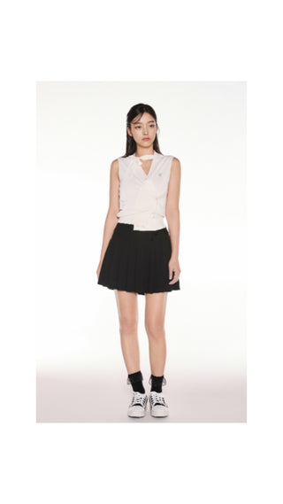 2 way Tie Knit Vest (Ivory)