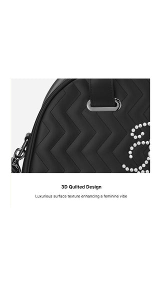 Pearl Quilted Boston Bag (Black)