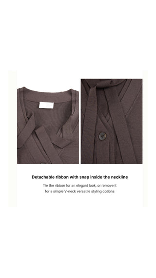 2 way Tie Knit Vest (Cocoa)