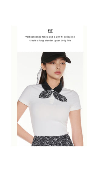Patterned Ribbon Detachable T Shirt (Black)