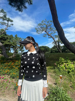 Flower Point Jacquard Knit - Black