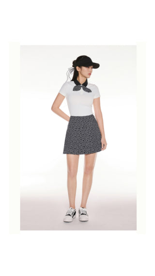 Patterned Ribbon Detachable T Shirt (Black)