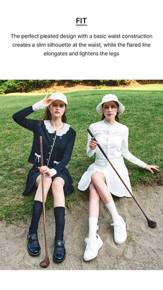 Lace Flare Pleated Skirt (White)