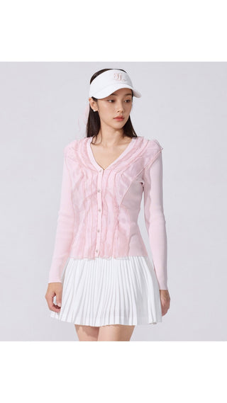 Lace Flare Pleated Skirt (White)