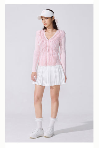 Lace Flare Pleated Skirt (Black)