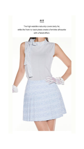 High Waist Pattern Skirt (Blue)