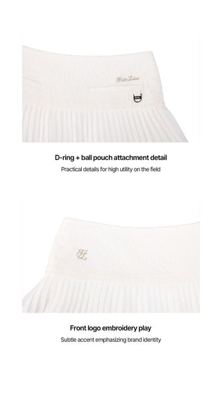 Lace Flare Pleated Skirt (White)