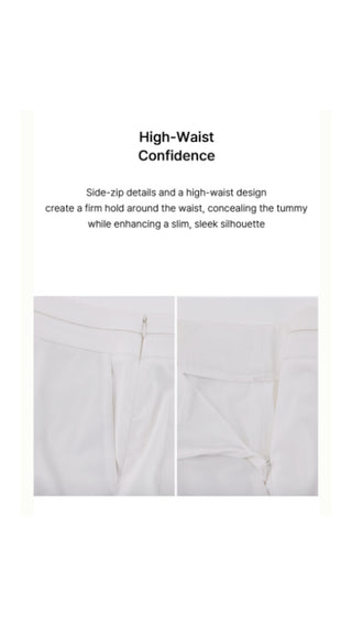 High Waist Stretch Bootcut Pants (White)