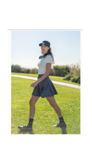 High Waist Pattern Skirt (Blue)