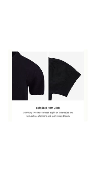 Logo Jacquard Short Sleeve Cardigan (Black)