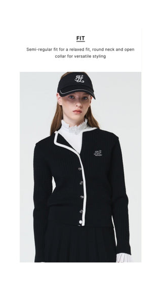 Open Collar Cable Cardigan (Black)