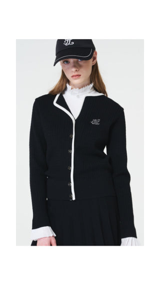 Open Collar Cable Cardigan (Black)