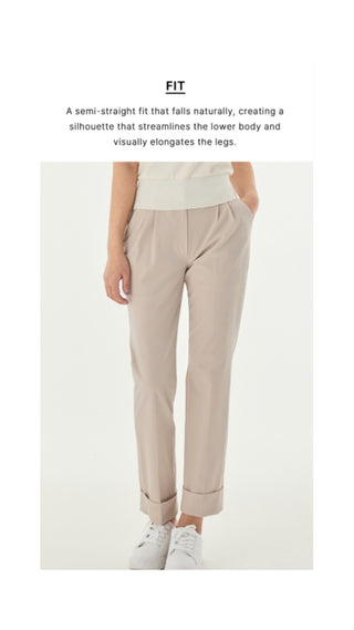 Pintuck Turn Up Pants (Beige)