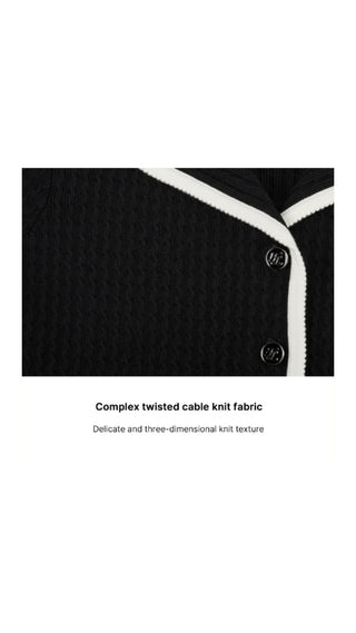 Open Collar Cable Cardigan (Black)