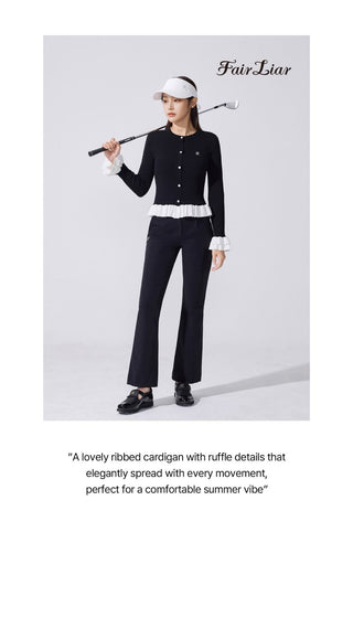 Ruffle Rib Cardigan (Black)