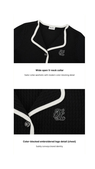 Open Collar Cable Cardigan (Black)