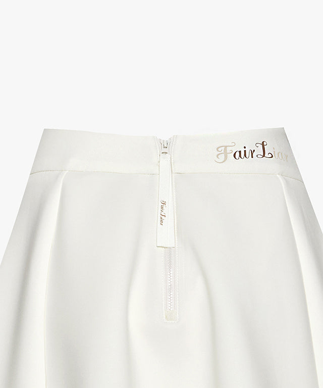 FAIRLIAR Neoprene Flared Skirt - Ivory