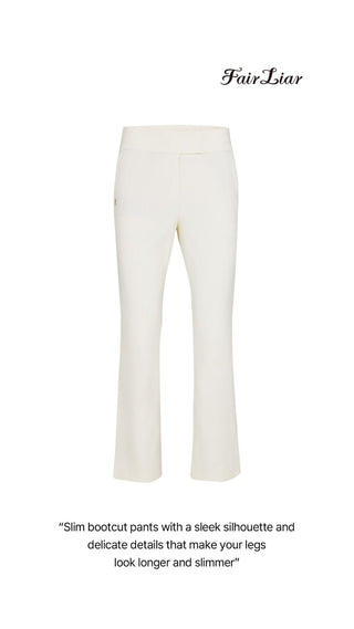 Back Logo Bootscut Pants (Cream)