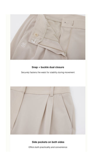 Pintuck Turn Up Pants (Beige)