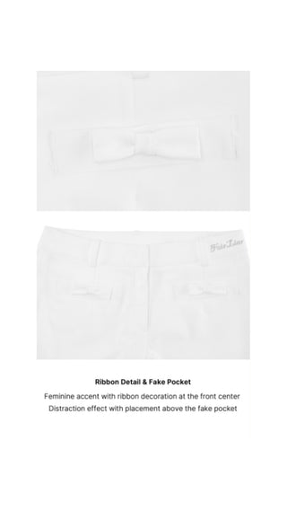 Ribbon Pocket Bootcut Pants (White)