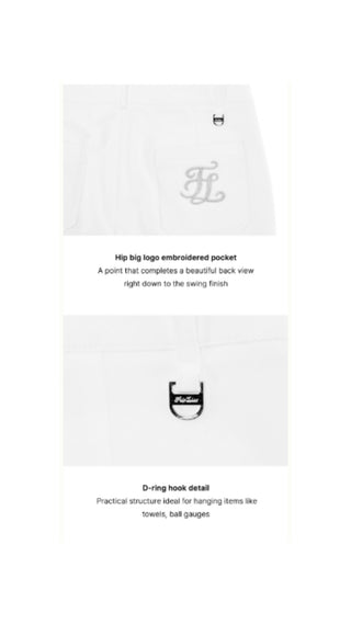 Ribbon Pocket Bootcut Pants (White)