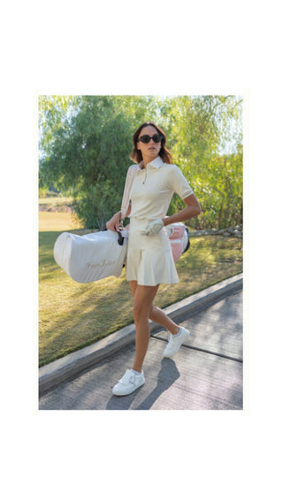 Lettering Jacquard Pleated Skirt (Cream)