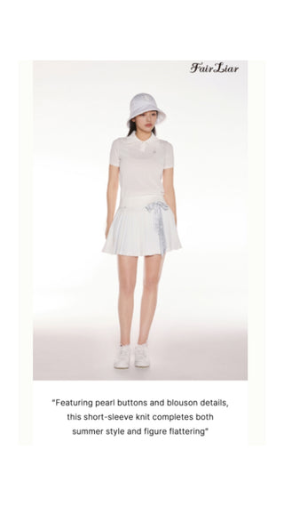 Pearl Point Short Sleeve Knit (White)